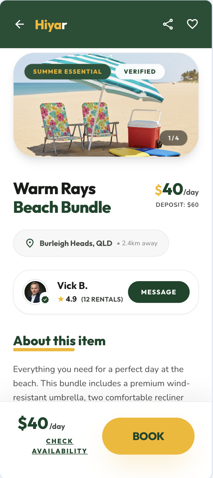Listing details — beach gear