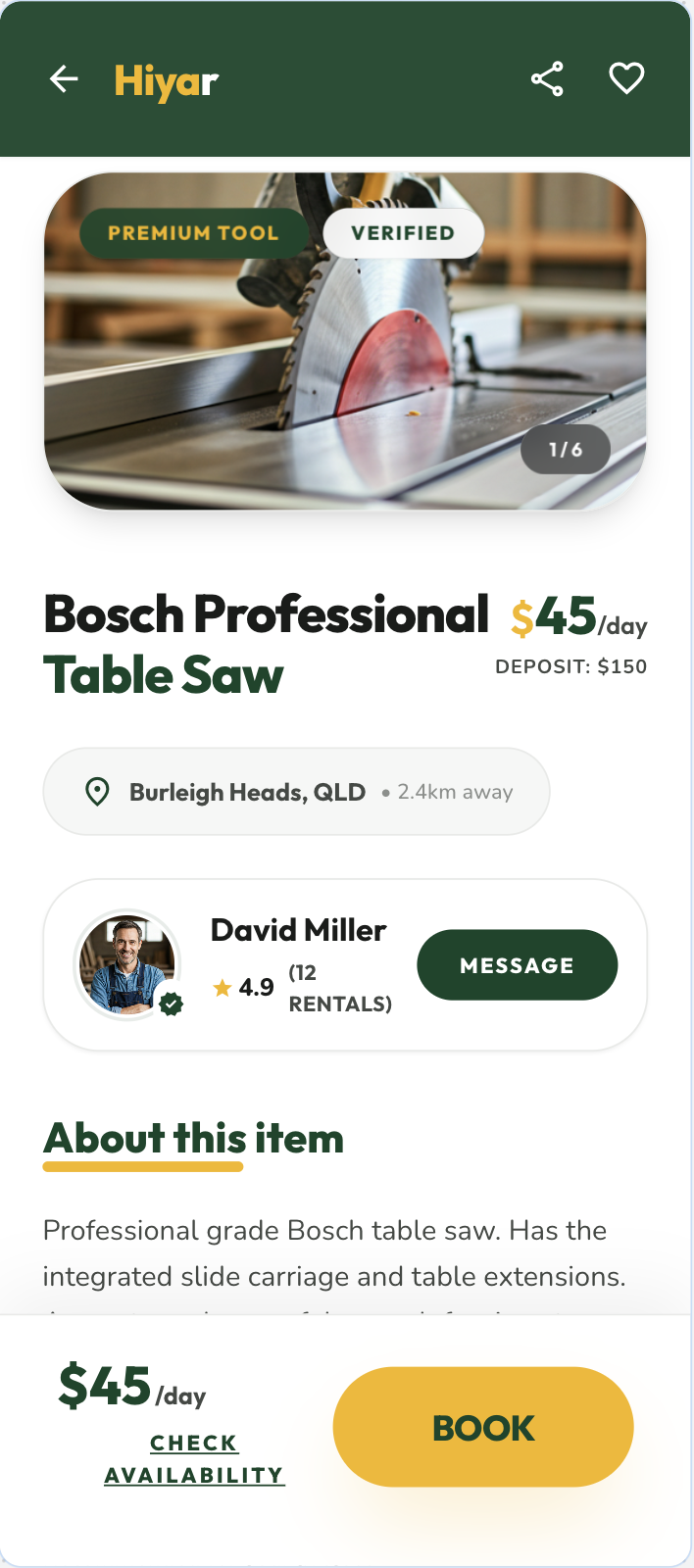 Listing details — tools