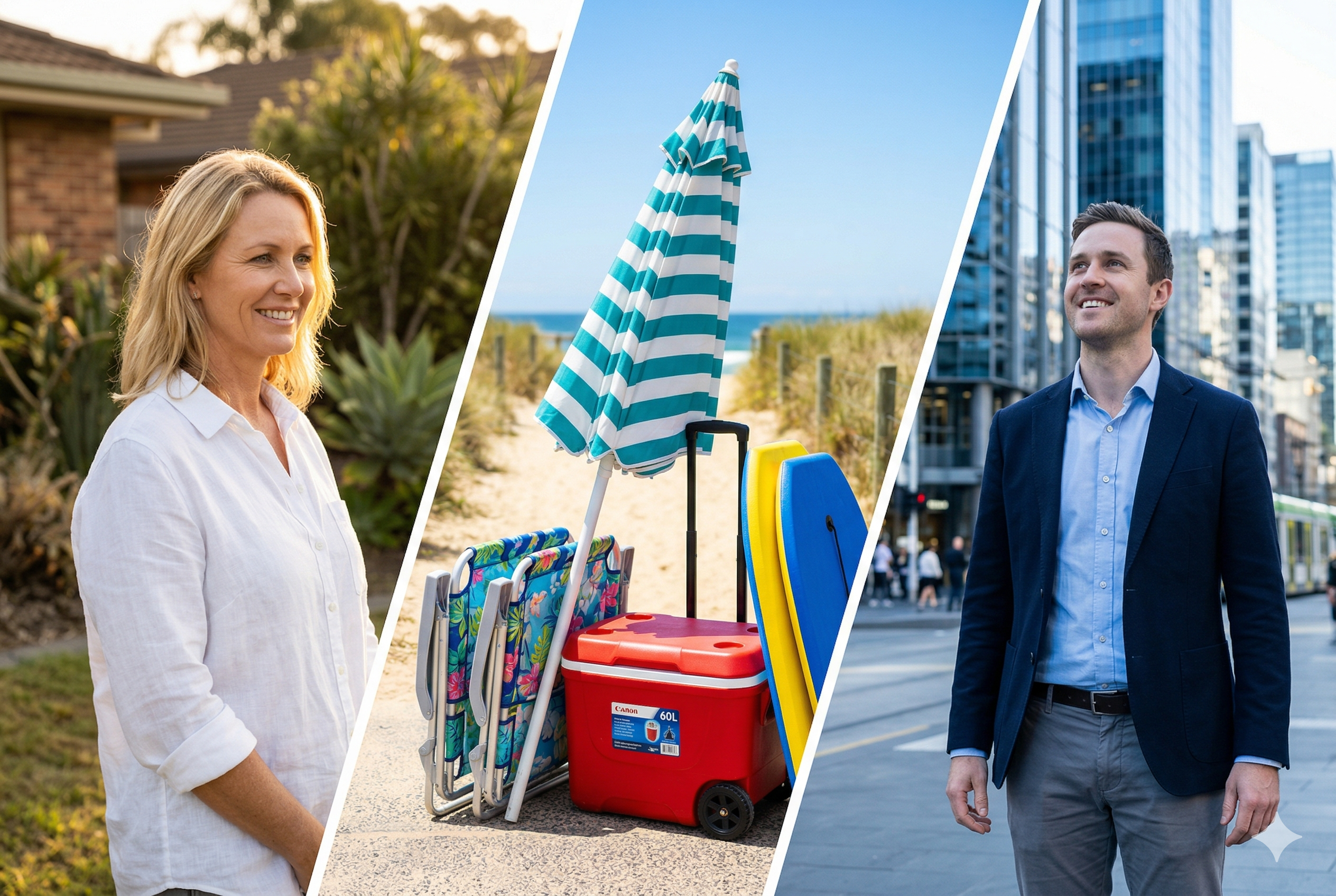 The Tourist — lender with beach gear, renter visiting from the city